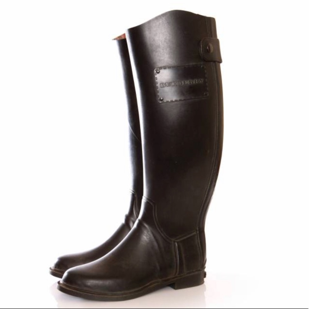Burberry Black Winter Rain Boots Equestrian Style